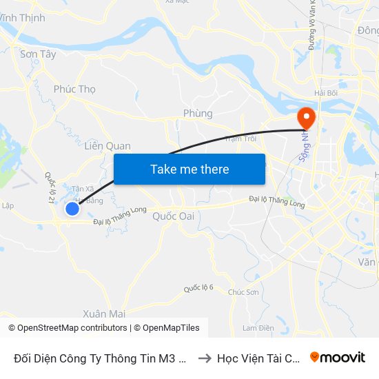 Đối Diện Công Ty Thông Tin M3 Viettel to Học Viện Tài Chính map