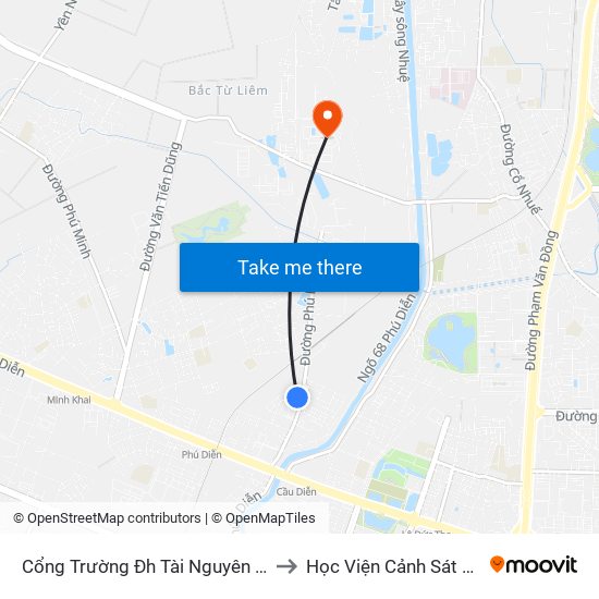 Cổng Trường Đh Tài Nguyên Môi Trường to Học Viện Cảnh Sát Nhân Dân map