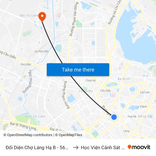 Đối Diện Chợ Láng Hạ B - 564 Đường Láng to Học Viện Cảnh Sát Nhân Dân map