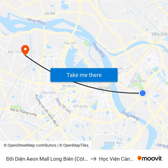 Đối Diện Aeon Mall Long Biên (Cột Điện T4a/2a-B Đường Cổ Linh) to Học Viện Cảnh Sát Nhân Dân map