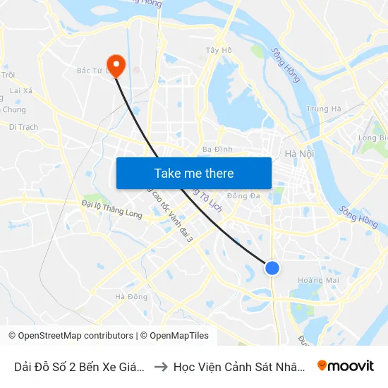 Dải Đỗ Số 2 Bến Xe Giáp Bát to Học Viện Cảnh Sát Nhân Dân map