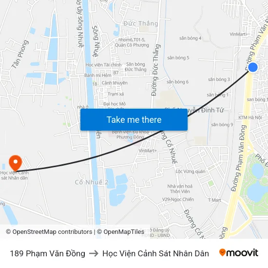 189 Phạm Văn Đồng to Học Viện Cảnh Sát Nhân Dân map