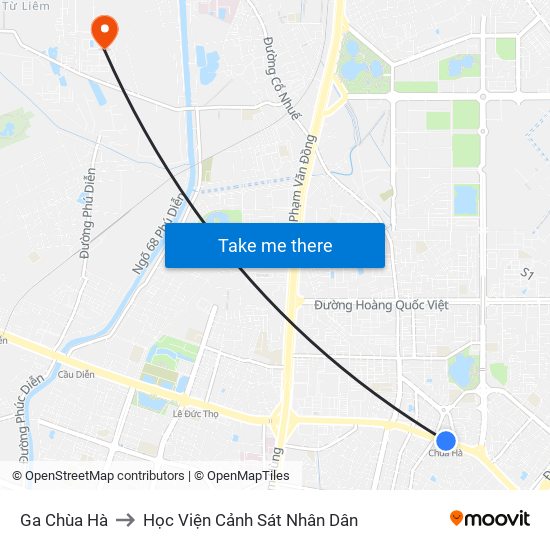 Ga Chùa Hà to Học Viện Cảnh Sát Nhân Dân map