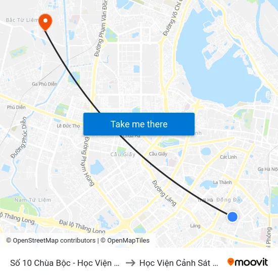 Số 10 Chùa Bộc - Học Viện Ngân Hàng to Học Viện Cảnh Sát Nhân Dân map