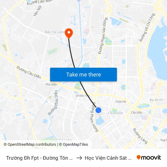 Trường Đh Fpt - Đường Tôn Thất Thuyết to Học Viện Cảnh Sát Nhân Dân map