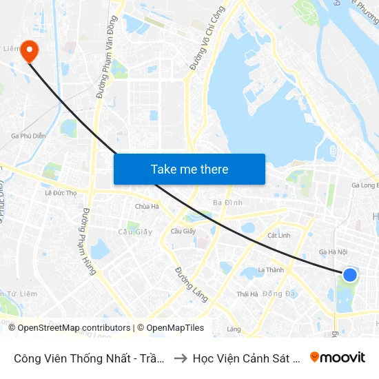 Công Viên Thống Nhất - Trần Nhân Tông to Học Viện Cảnh Sát Nhân Dân map