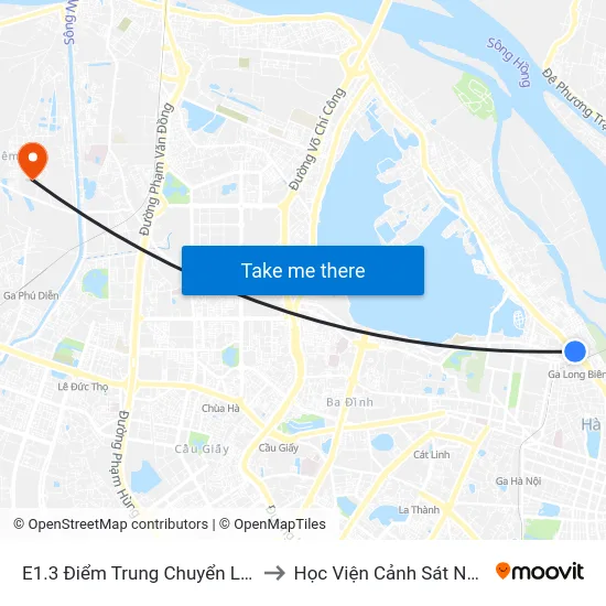 E1.3 Điểm Trung Chuyển Long Biên to Học Viện Cảnh Sát Nhân Dân map
