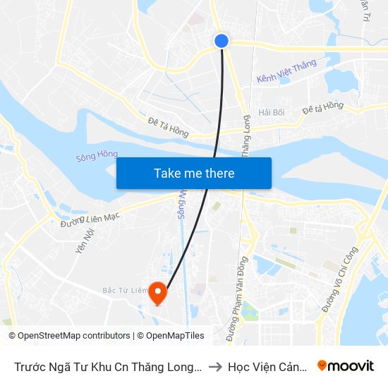 Trước Ngã Tư Khu Cn Thăng Long 100m (Chiều Nội Bài - Hà Nội) to Học Viện Cảnh Sát Nhân Dân map