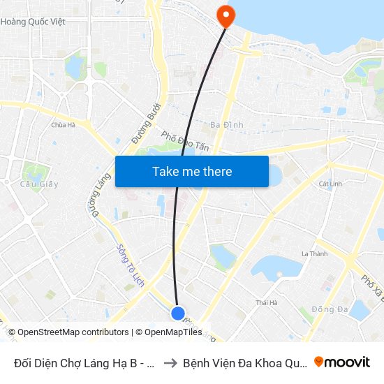 Đối Diện Chợ Láng Hạ B - 564 Đường Láng to Bệnh Viện Đa Khoa Quốc Tế Thu Cúc map