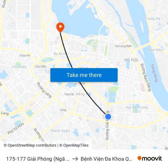 175-177 Giải Phóng (Ngã 3 Lê Thanh Nghị) to Bệnh Viện Đa Khoa Quốc Tế Thu Cúc map