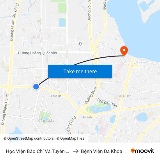 Học Viện Báo Chí Và Tuyên Truyền - 36 Xuân Thủy to Bệnh Viện Đa Khoa Quốc Tế Thu Cúc map