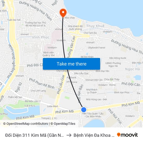 Đối Diện 311 Kim Mã (Gần Ngã 4 Kim Mã - Vạn Bảo) to Bệnh Viện Đa Khoa Quốc Tế Thu Cúc map