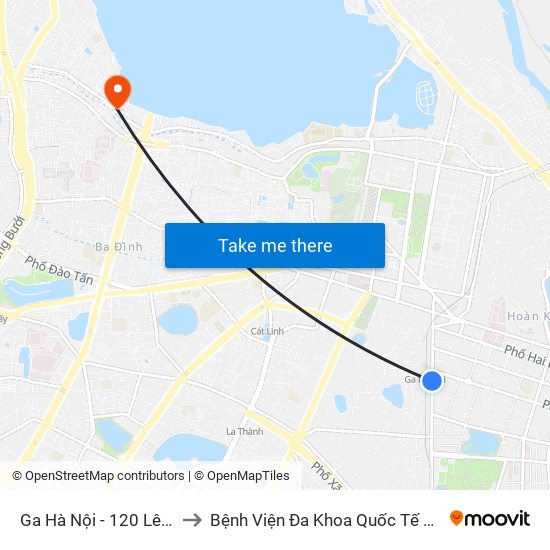 Ga Hà Nội - 120 Lê Duẩn to Bệnh Viện Đa Khoa Quốc Tế Thu Cúc map