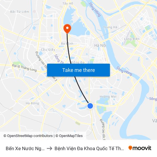 Bến Xe Nước Ngầm to Bệnh Viện Đa Khoa Quốc Tế Thu Cúc map