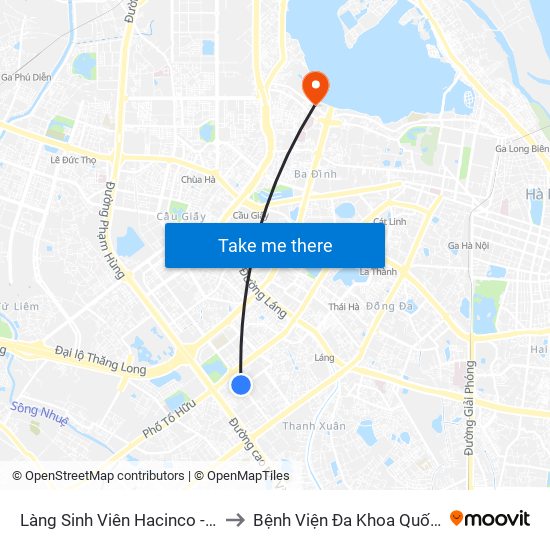 Làng Sinh Viên Hacinco - Nguyễn Tuân to Bệnh Viện Đa Khoa Quốc Tế Thu Cúc map
