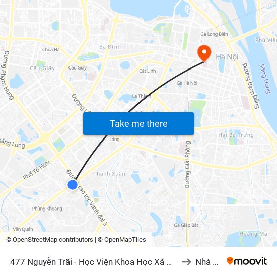 477 Nguyễn Trãi - Học Viện Khoa Học Xã Hội to Nhà B4 map