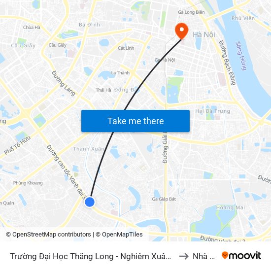 Trường Đại Học Thăng Long - Nghiêm Xuân Yêm to Nhà B4 map