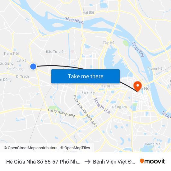 Hè Giữa Nhà Số 55-57 Phố Nhổn to Bệnh Viện Việt Đức map