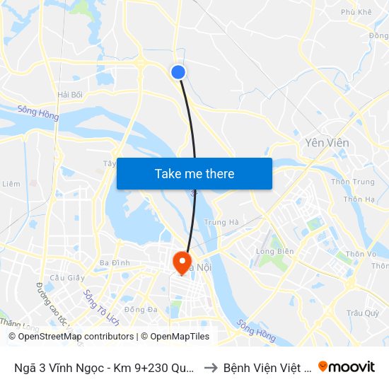 Ngã 3 Vĩnh Ngọc - Km 9+230 Quốc Lộ 3 to Bệnh Viện Việt Đức map