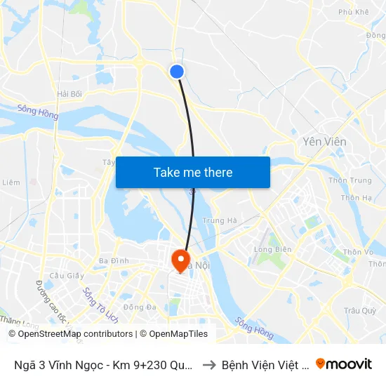 Ngã 3 Vĩnh Ngọc - Km 9+230 Quốc Lộ 3 to Bệnh Viện Việt Đức map