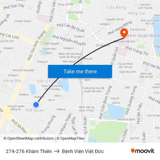 274-276 Khâm Thiên to Bệnh Viện Việt Đức map