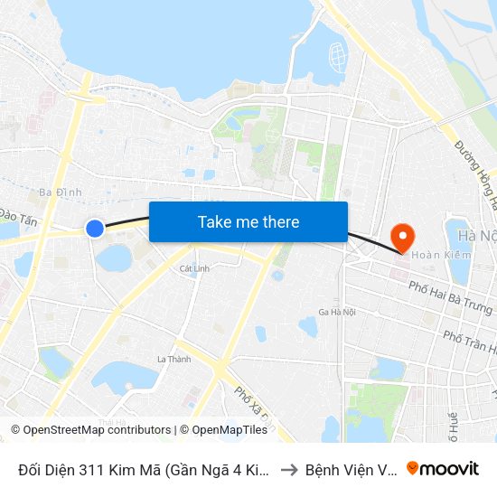 Đối Diện 311 Kim Mã (Gần Ngã 4 Kim Mã - Vạn Bảo) to Bệnh Viện Việt Đức map