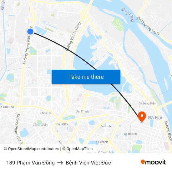 189 Phạm Văn Đồng to Bệnh Viện Việt Đức map