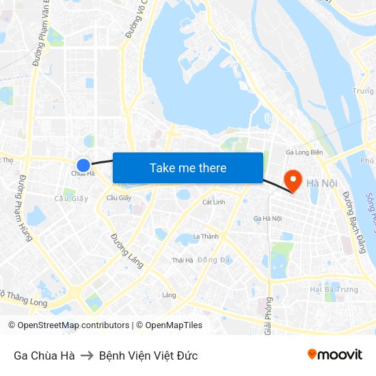 Ga Chùa Hà to Bệnh Viện Việt Đức map
