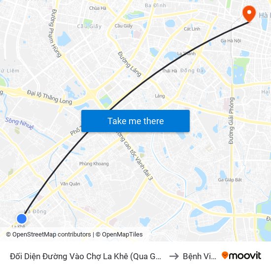 Đối Diện Đường Vào Chợ La Khê (Qua Ga Metro La Khê) - 405 Quang Trung (Hà Đông) to Bệnh Viện Việt Đức map