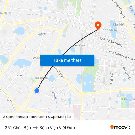 251 Chùa Bộc to Bệnh Viện Việt Đức map