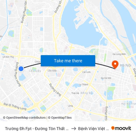 Trường Đh Fpt - Đường Tôn Thất Thuyết to Bệnh Viện Việt Đức map