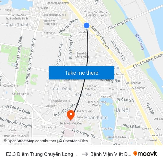 E3.3 Điểm Trung Chuyển Long Biên to Bệnh Viện Việt Đức map