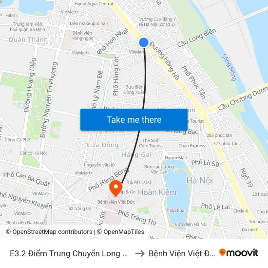 E3.2 Điểm Trung Chuyển Long Biên to Bệnh Viện Việt Đức map