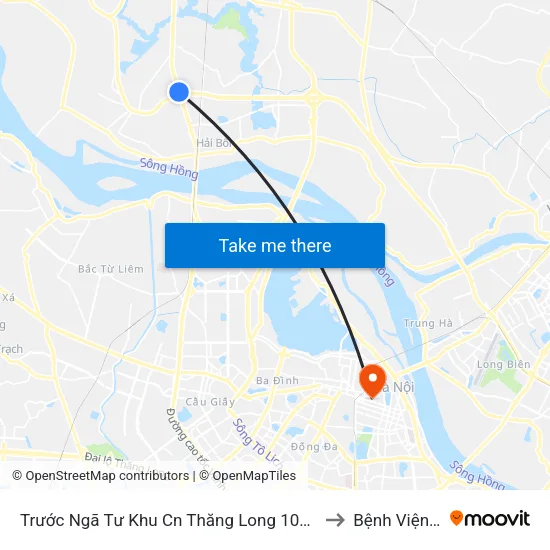 Trước Ngã Tư Khu Cn Thăng Long 100m (Chiều Nội Bài - Hà Nội) to Bệnh Viện Việt Đức map