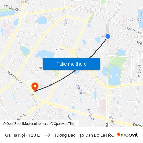 Ga Hà Nội - 120 Lê Duẩn to Trường Đào Tạo Cán Bộ Lê Hồng Phong map