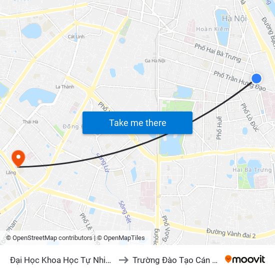 Đại Học Khoa Học Tự Nhiên - 19 Lê Thánh Tông to Trường Đào Tạo Cán Bộ Lê Hồng Phong map