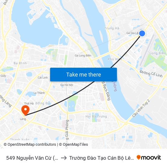 549 Nguyễn Văn Cừ (Cột Trước) to Trường Đào Tạo Cán Bộ Lê Hồng Phong map