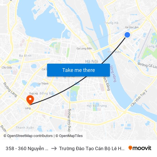 358 - 360 Nguyễn Văn Cừ to Trường Đào Tạo Cán Bộ Lê Hồng Phong map