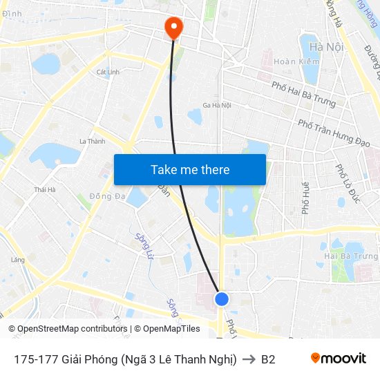 175-177 Giải Phóng (Ngã 3 Lê Thanh Nghị) to B2 map