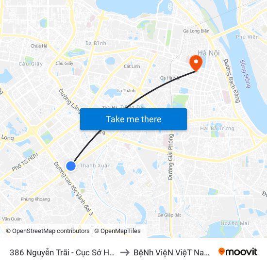 386 Nguyễn Trãi - Cục Sở Hữu Trí Tuệ to BệNh ViệN ViệT Nam - Cuba map