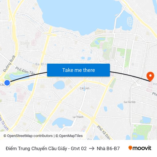 Điểm Trung Chuyển Cầu Giấy - Gtvt 02 to Nhà B6-B7 map