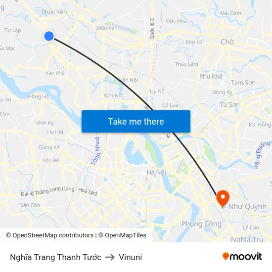 Nghĩa Trang Thanh Tước to Vinuni map