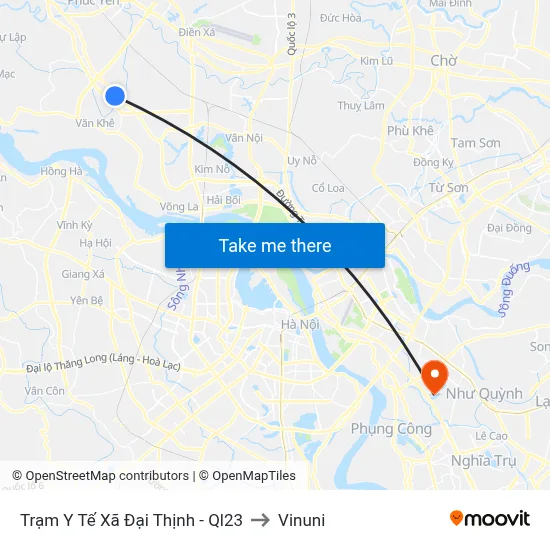 Trạm Y Tế Xã Đại Thịnh - Ql23 to Vinuni map
