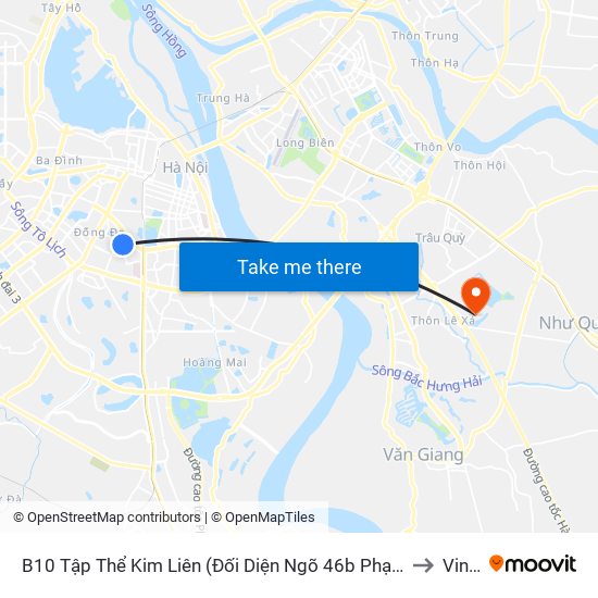 B10 Tập Thể Kim Liên (Đối Diện Ngõ 46b Phạm Ngọc Thạch) to Vinuni map