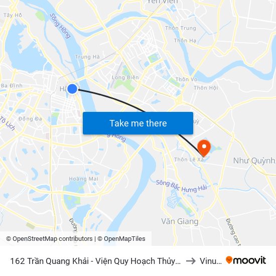 162 Trần Quang Khải - Viện Quy Hoạch Thủy Lợi to Vinuni map