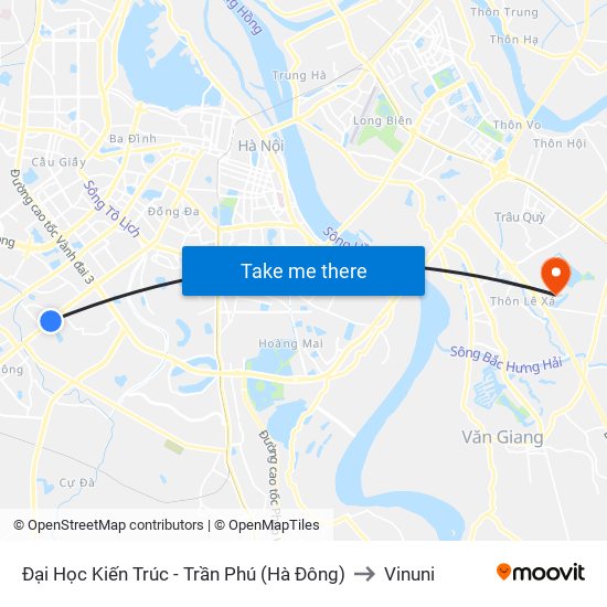 Đại Học Kiến Trúc - Trần Phú (Hà Đông) to Vinuni map
