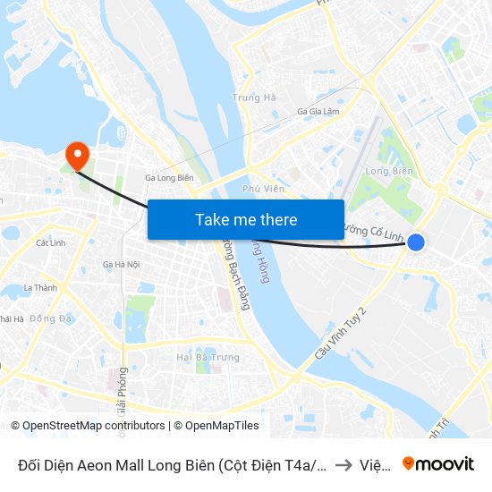 Đối Diện Aeon Mall Long Biên (Cột Điện T4a/2a-B Đường Cổ Linh) to Viện 69 map