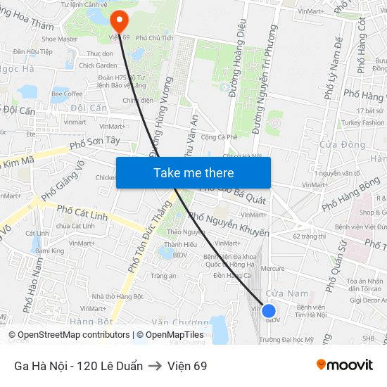 Ga Hà Nội - 120 Lê Duẩn to Viện 69 map