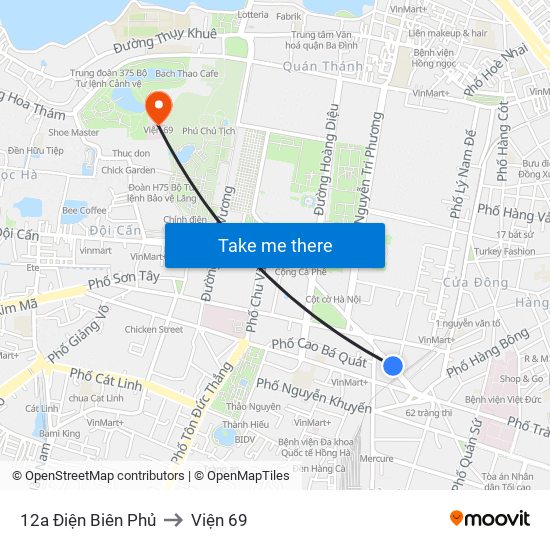 12a Điện Biên Phủ to Viện 69 map