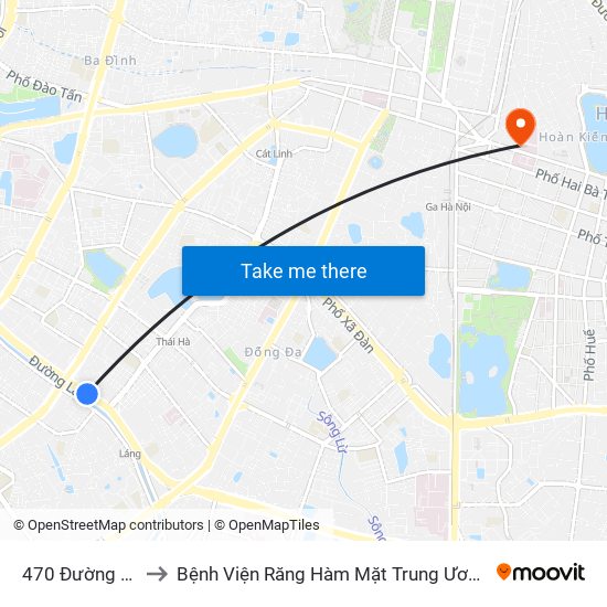 470 Đường Láng to Bệnh Viện Răng Hàm Mặt Trung Ương Hà Nội map